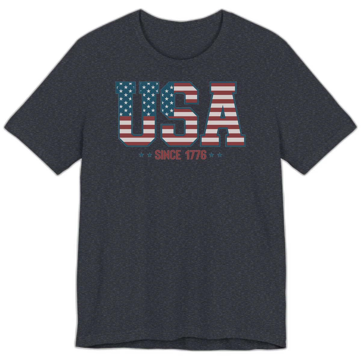 USA Since 1776 Patriotic Flag Premium T-Shirt in Heather Navy