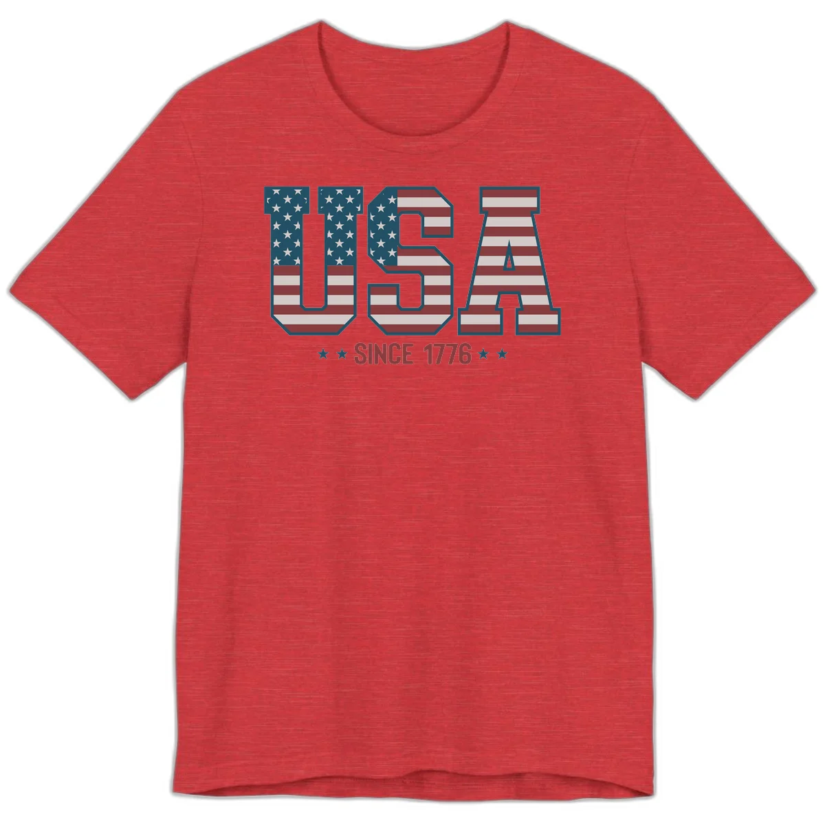 USA Since 1776 Patriotic Flag Premium T-Shirt in Heather Red