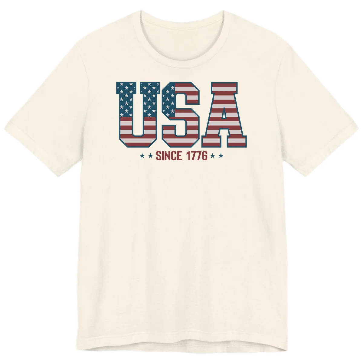 USA Since 1776 Patriotic Flag Premium T-Shirt in Natural