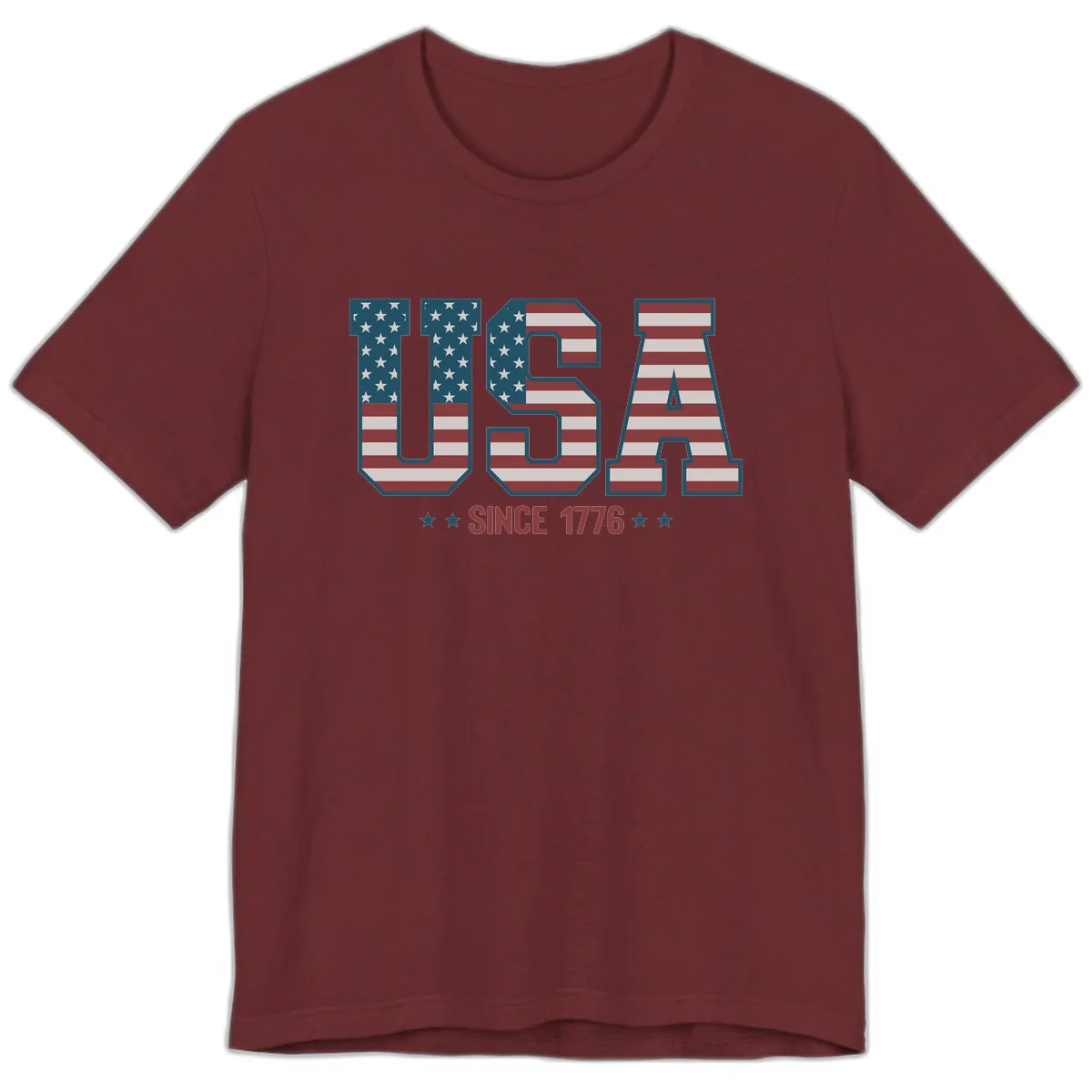USA Since 1776 Patriotic Flag Design Premium T-Shirt in Heather Cardinal