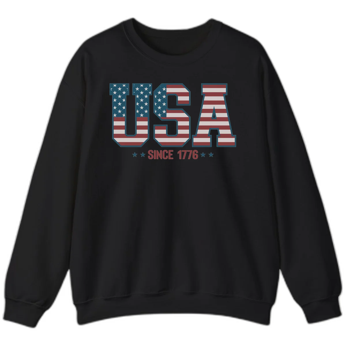 USA Since 1776 Patriotic Flag Sweatshirt in Black