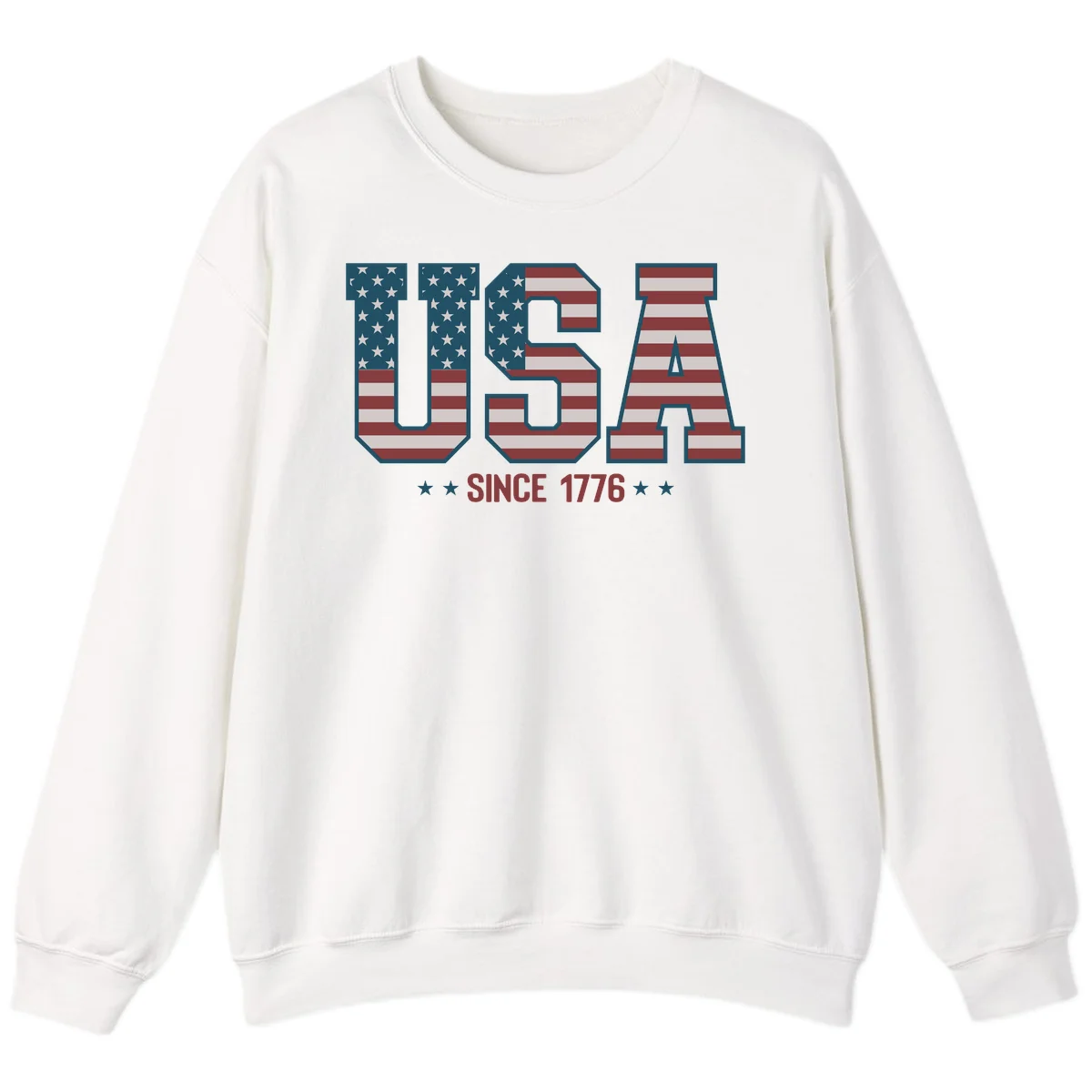 USA Since 1776 Patriotic Flag Sweatshirt in White