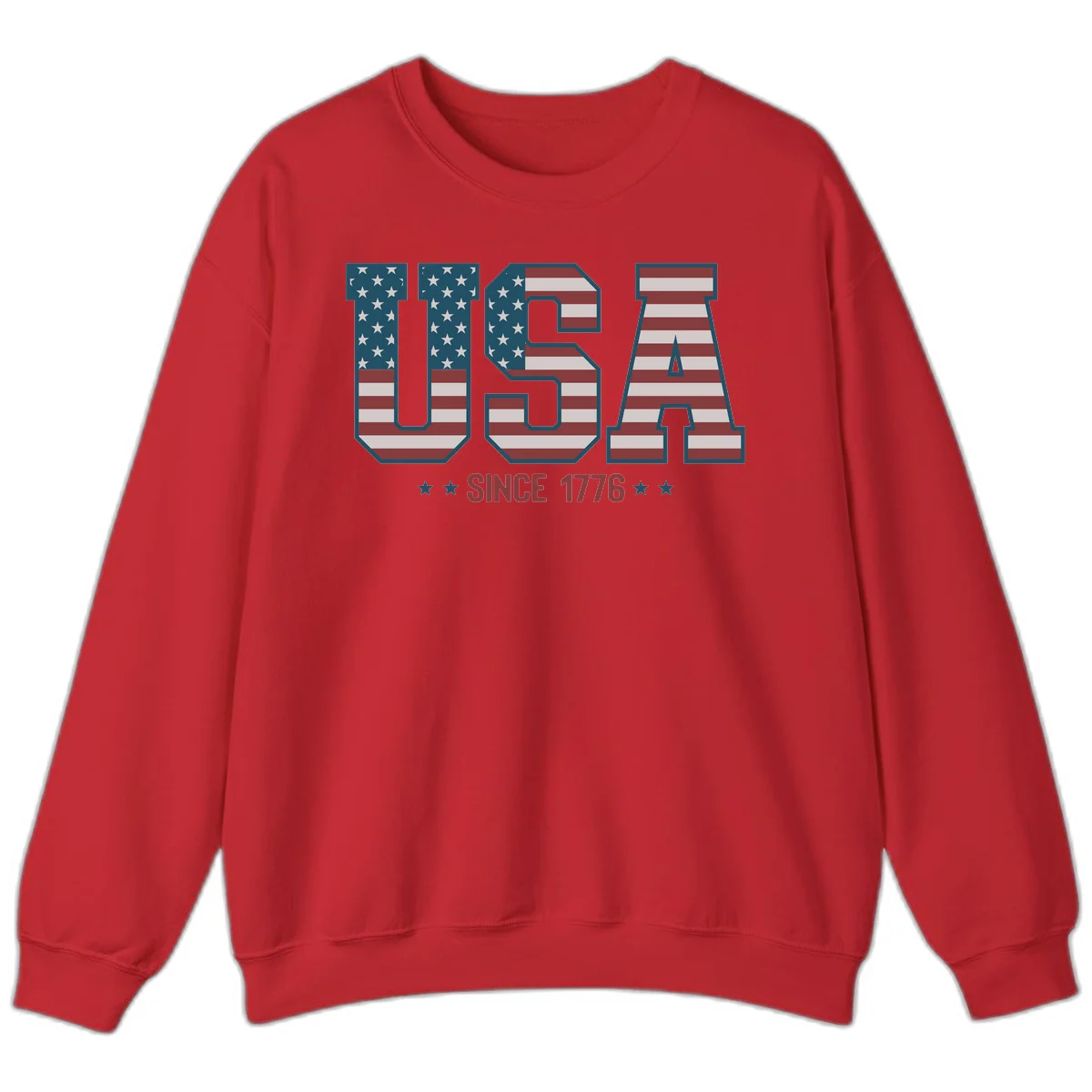 USA Since 1776 Patriotic Flag Sweatshirt in Red