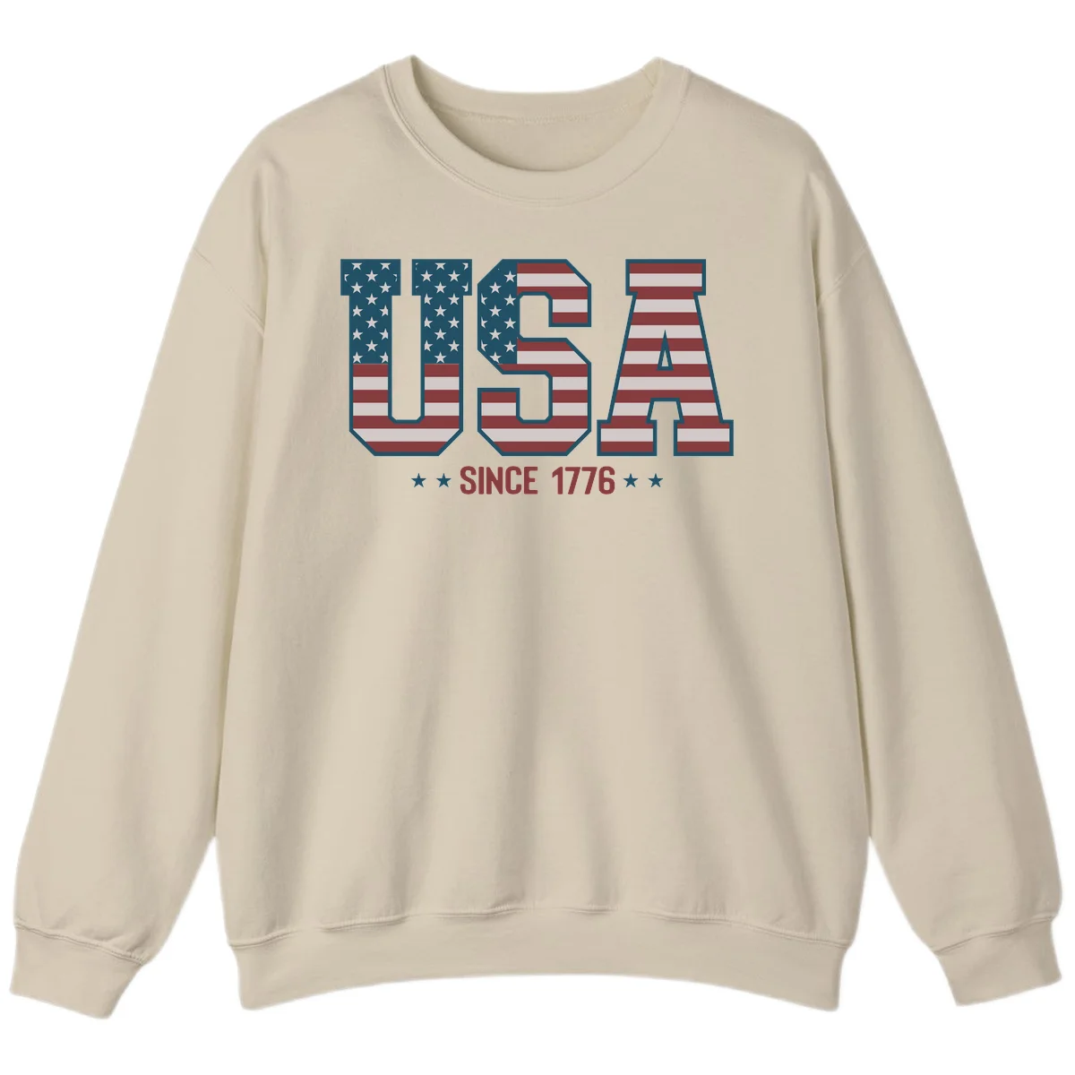 USA Since 1776 Patriotic Flag Sweatshirt in Sand