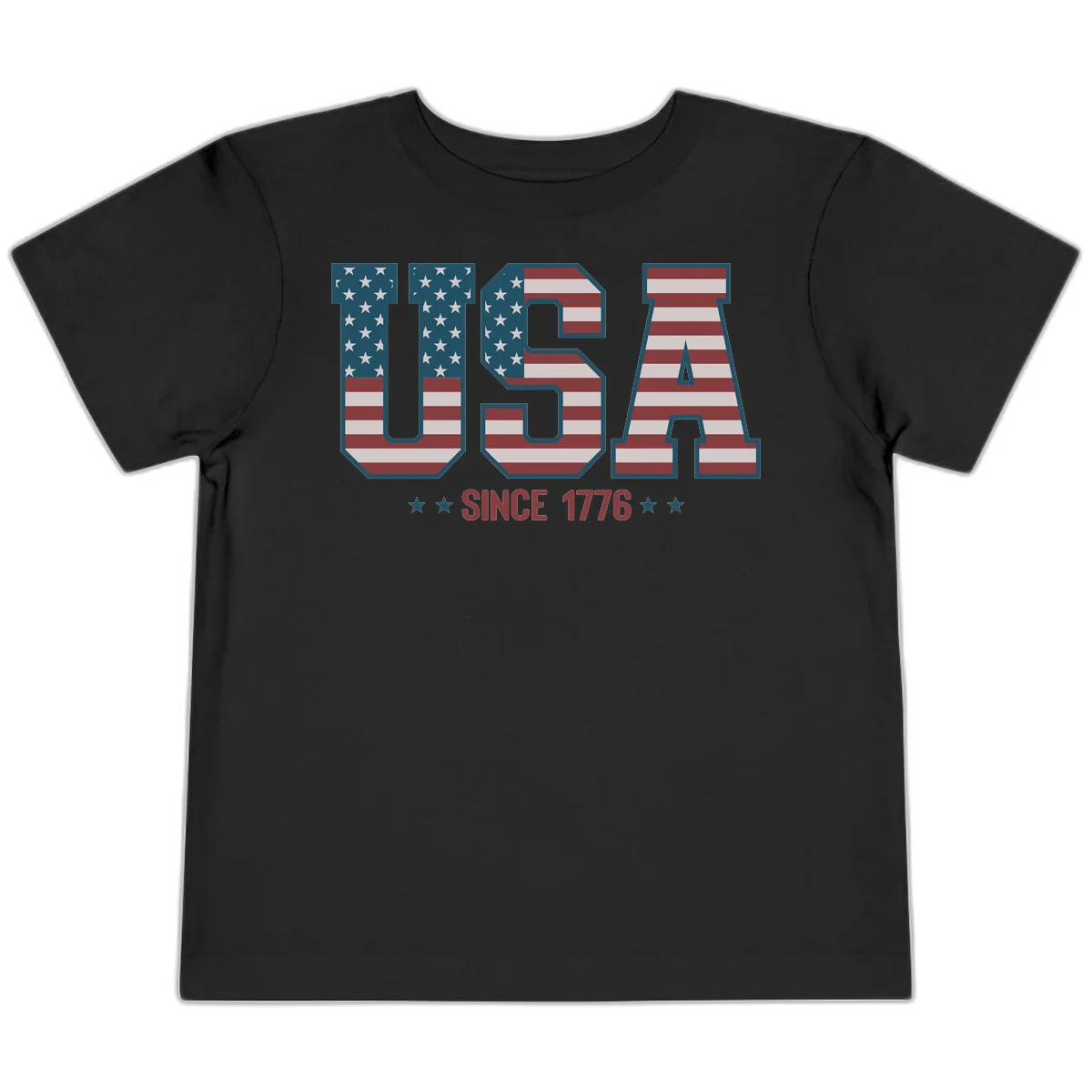 USA Since 1776 Patriotic Flag Toddler T-Shirt in Black