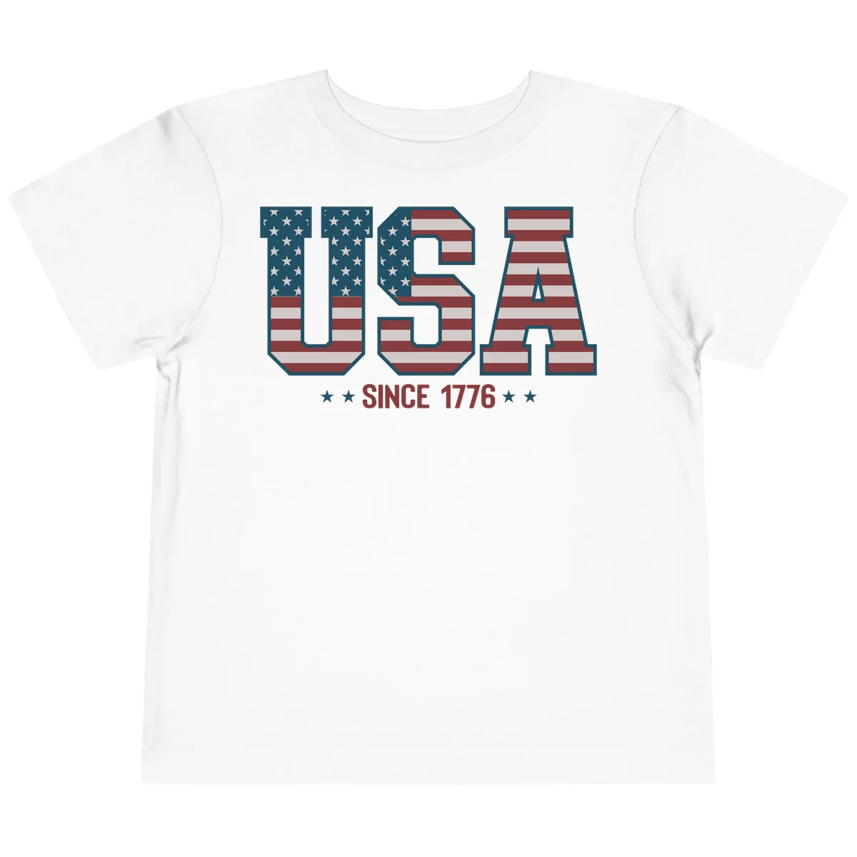 USA Since 1776 Patriotic Flag Toddler T-Shirt in White