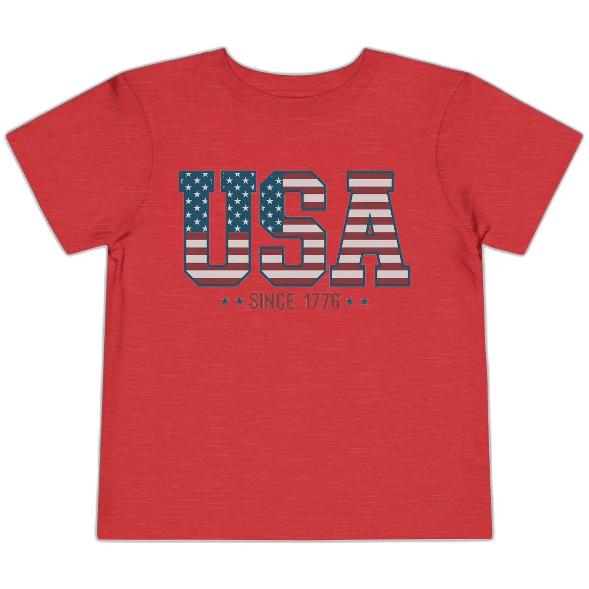 USA Since 1776 Patriotic Flag Design Toddler T-Shirt in Heather Red