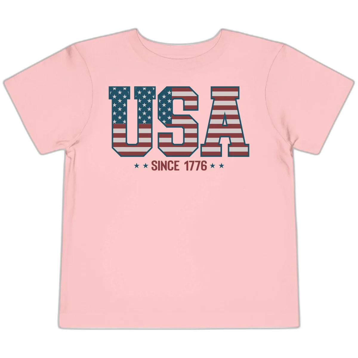 USA Since 1776 Patriotic Flag Toddler T-Shirt in Pink