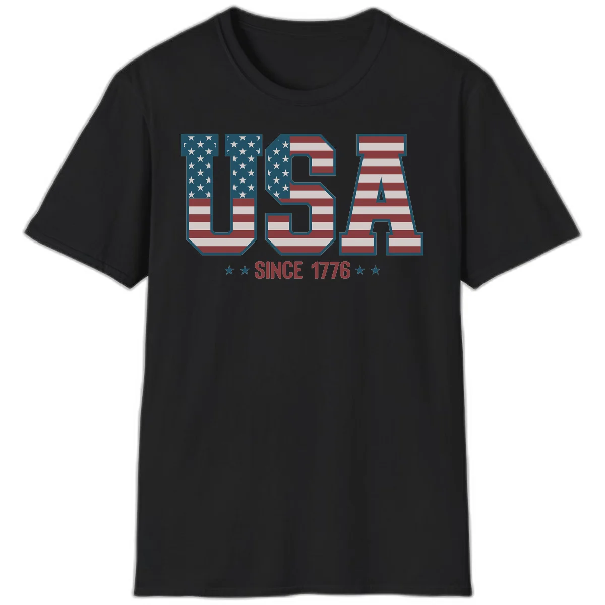 USA Since 1776 Patriotic Flag T-Shirt in Black