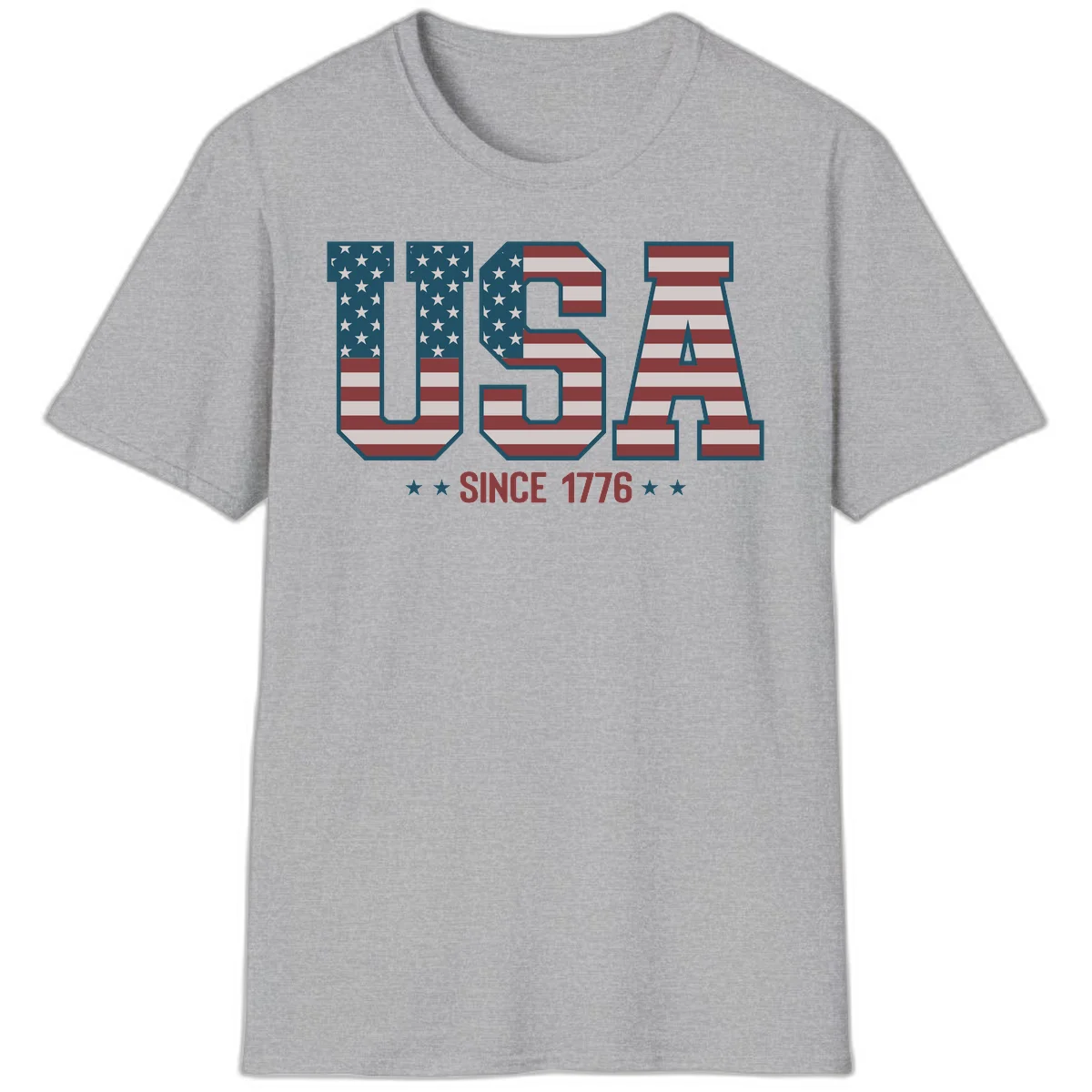 USA Since 1776 Patriotic Flag T-Shirt in Sport Grey