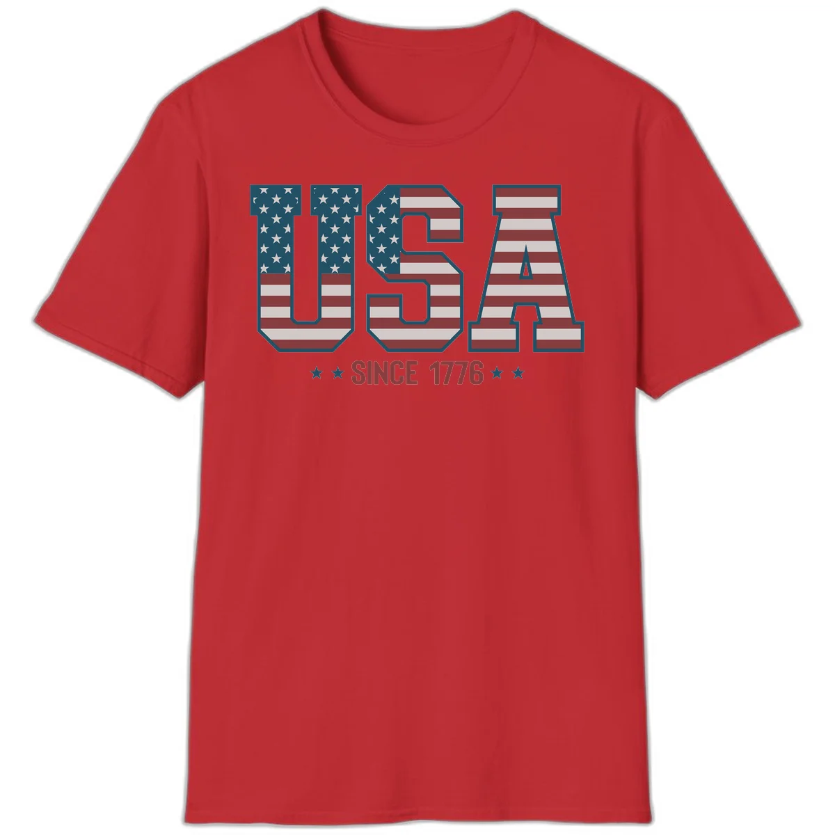 USA Since 1776 Patriotic Flag T-Shirt in Red