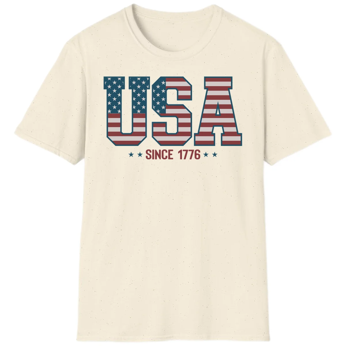 USA Since 1776 Patriotic Flag T-Shirt in Natural