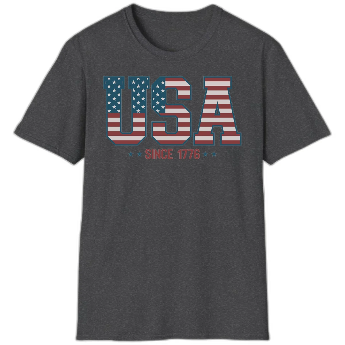 USA Since 1776 Patriotic Flag T-Shirt in Dark Heather