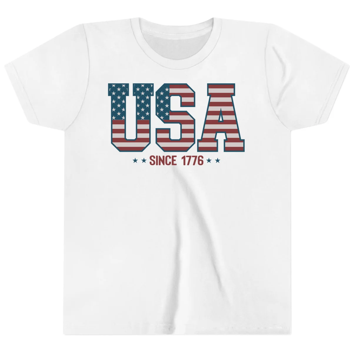 USA Since 1776 Patriotic Flag Youth T-Shirt in White