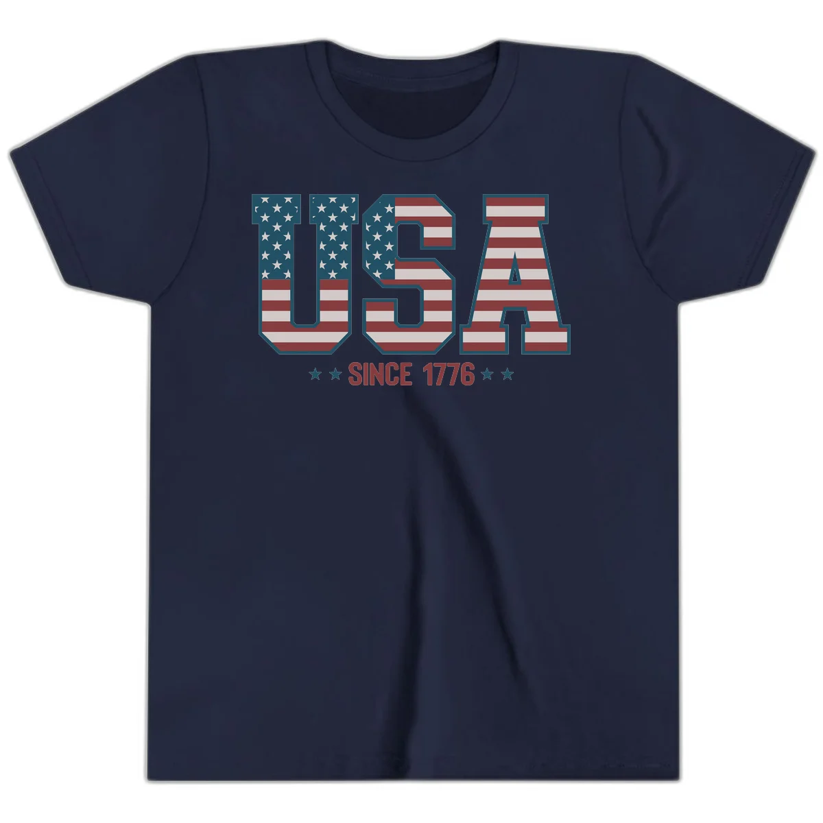 USA Since 1776 Patriotic Flag Youth T-Shirt in Navy