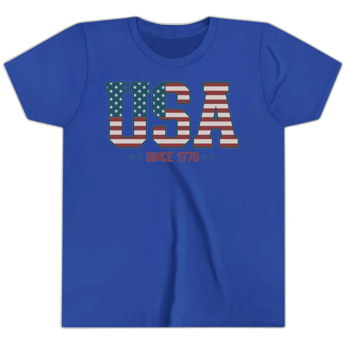 USA Since 1776 Patriotic Flag Youth T-Shirt in True Royal