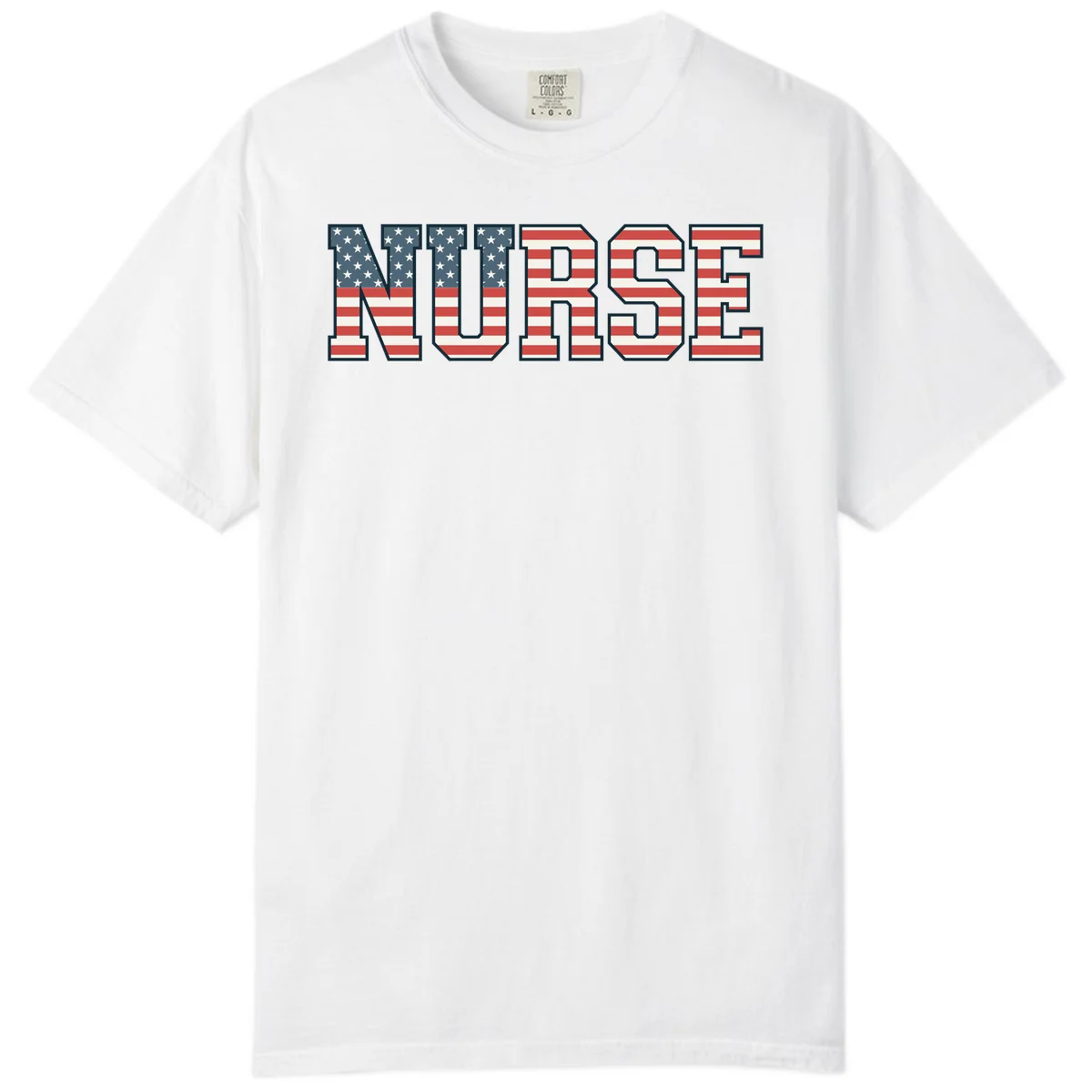 American Flag Nurse Comfort Color in White