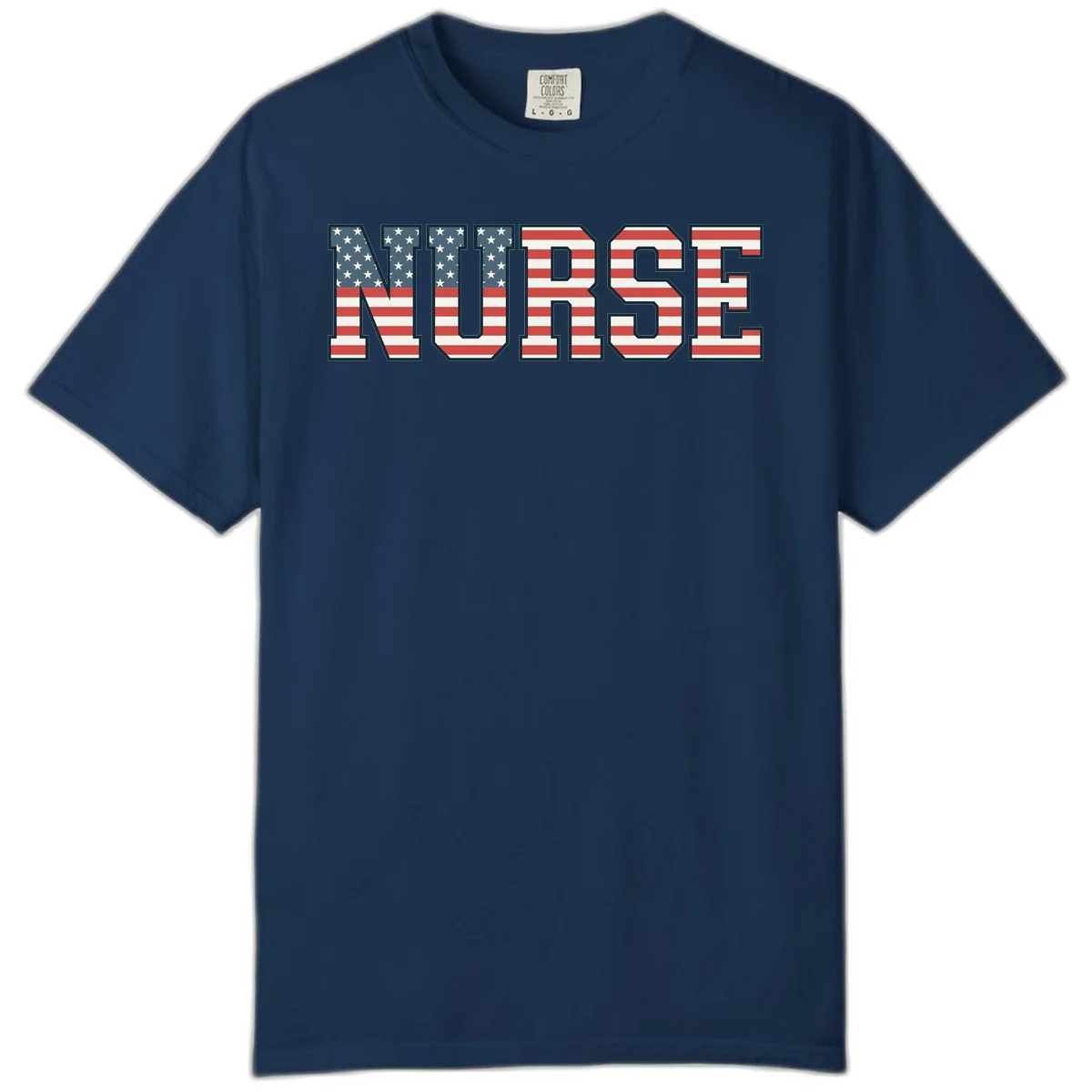 American Flag Nurse Comfort Color in Navy