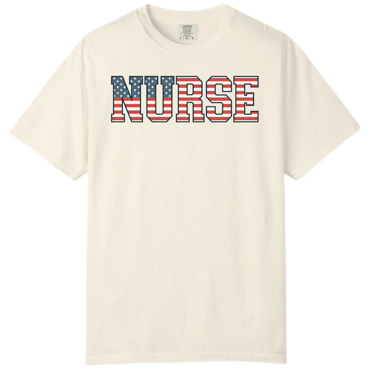 American Flag Nurse Comfort Color in Ivory