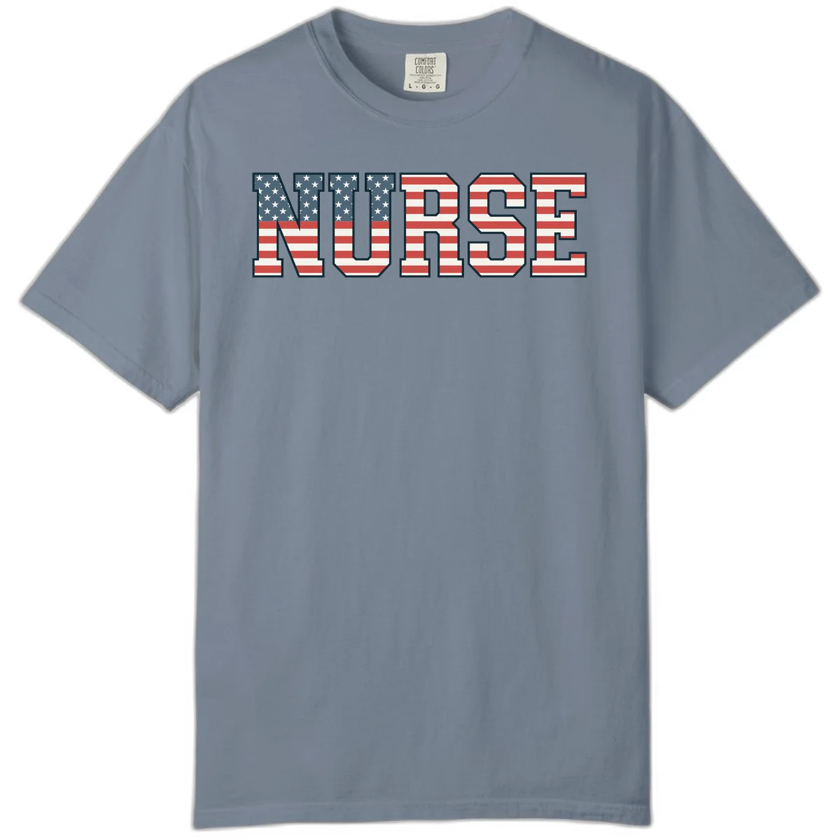 American Flag Nurse Comfort Color in Blue Jean