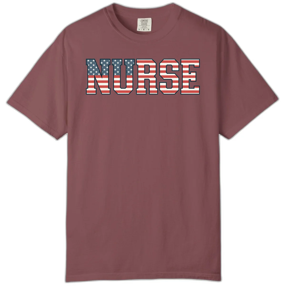 American Flag Nurse Comfort Color in Brick