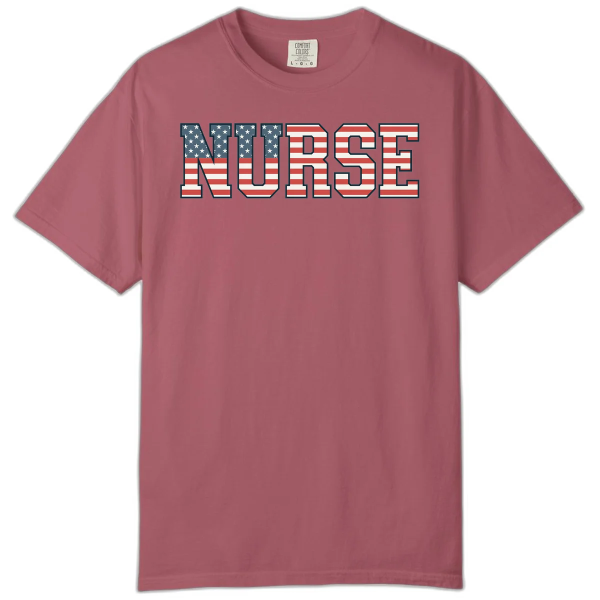 American Flag Nurse Comfort Color in Crimson