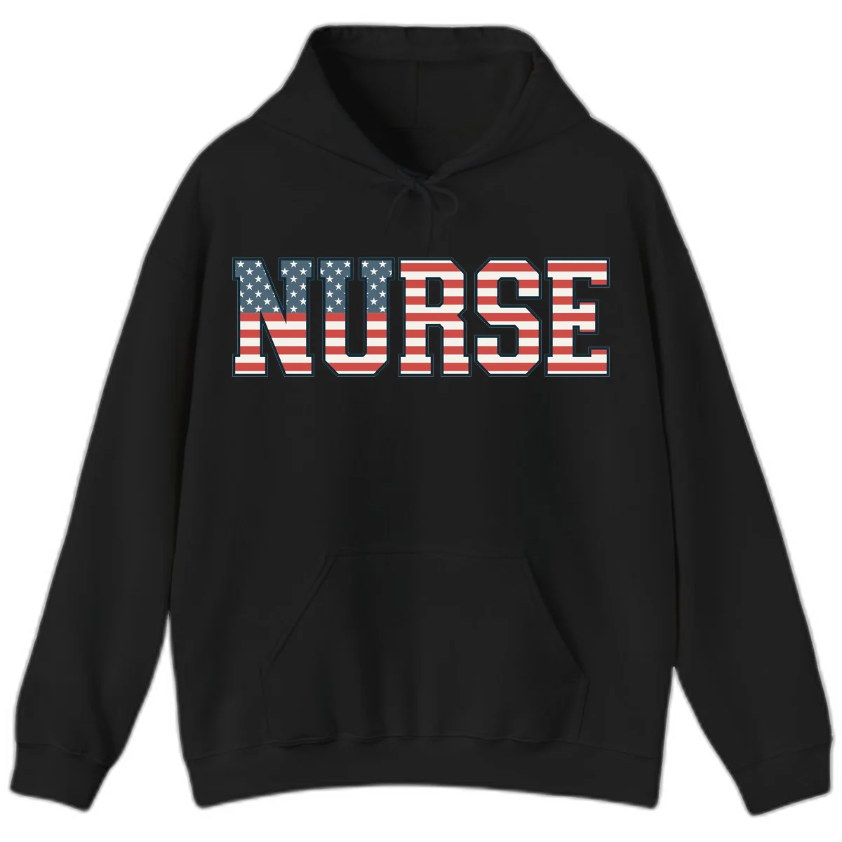 American Flag Nurse Hoodie in Black