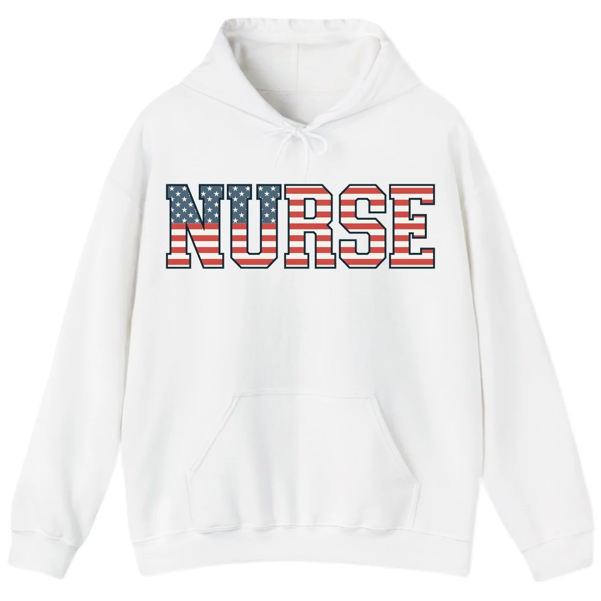 American Flag Nurse Hoodie in White