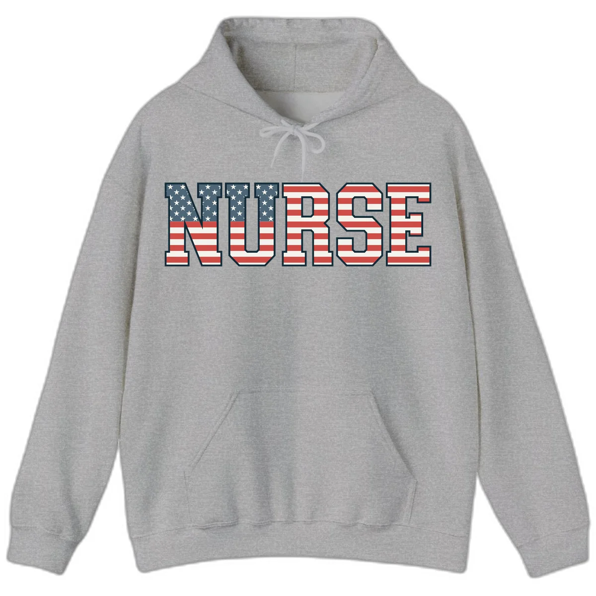 American Flag Nurse Hoodie in Sport Grey