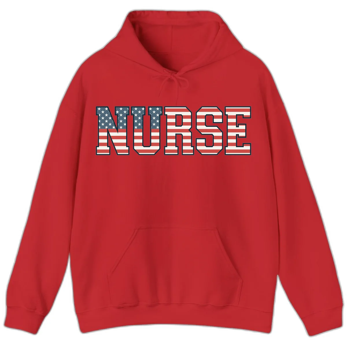 American Flag Nurse Hoodie in Red