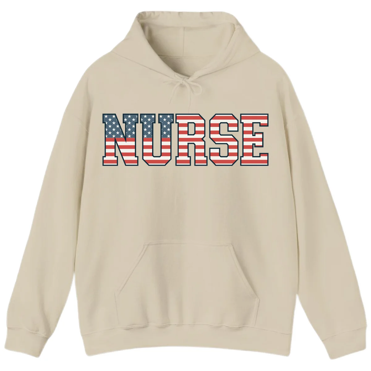 American Flag Nurse Hoodie in Sand