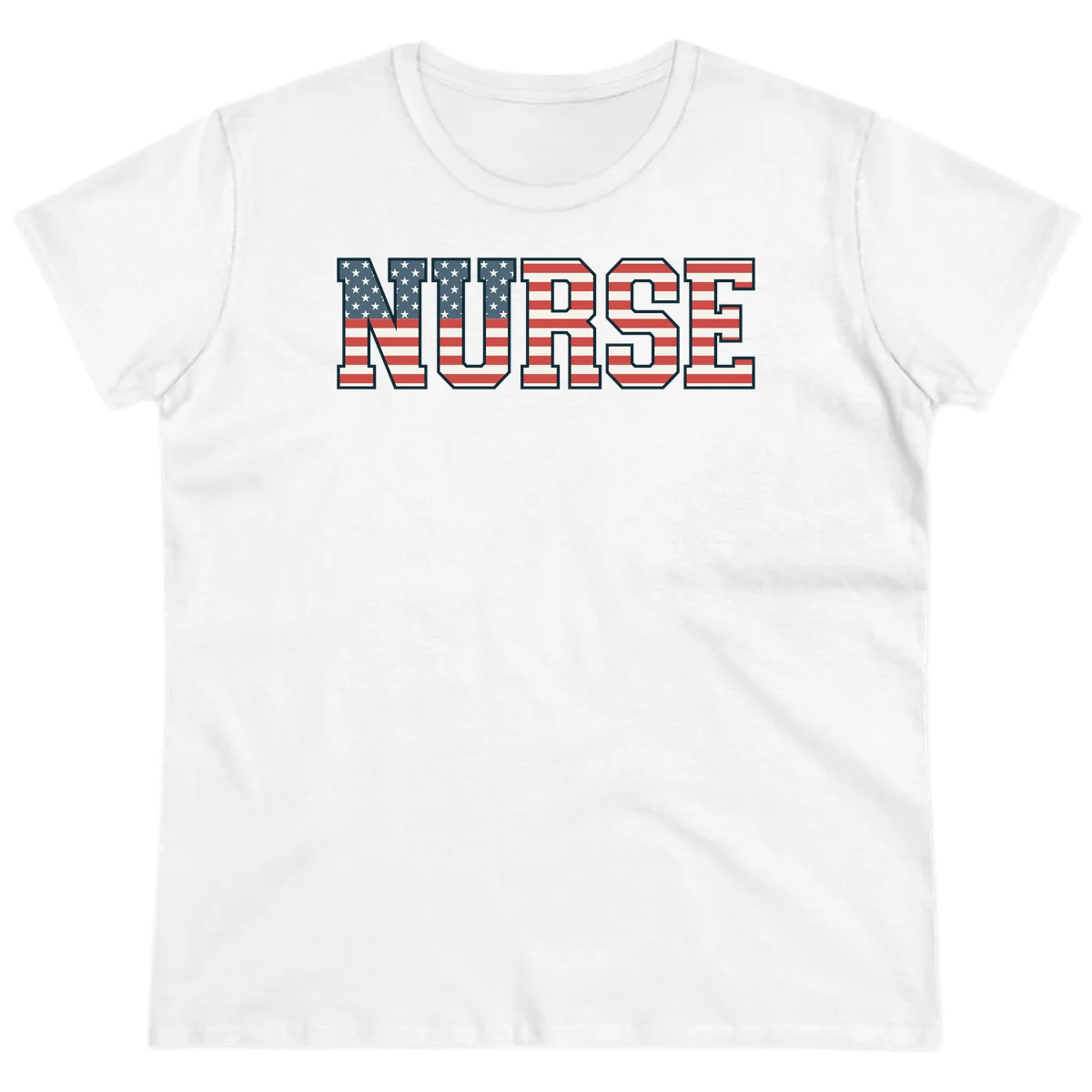American Flag Nurse Ladies Tee in White
