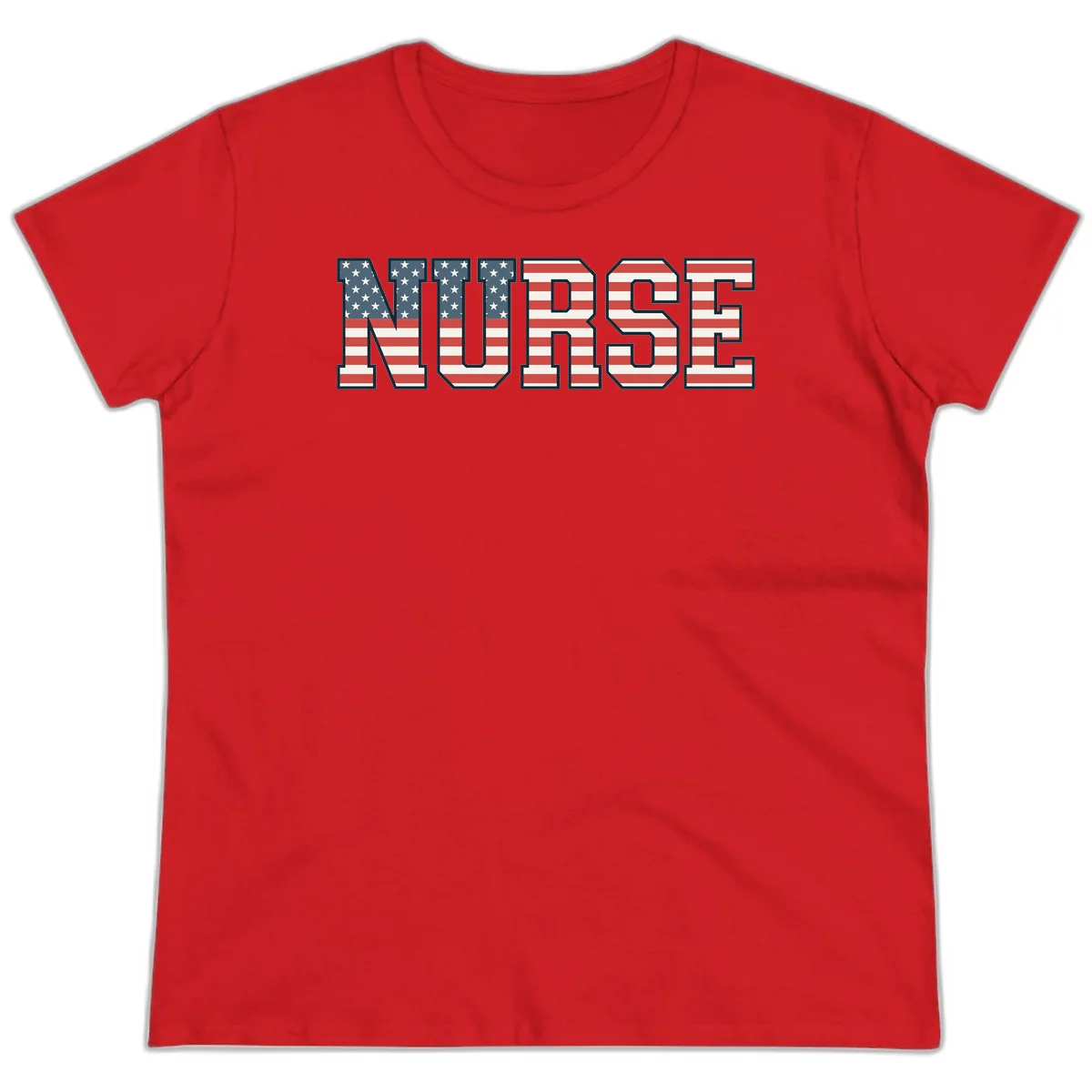 American Flag Nurse Ladies Tee in Red