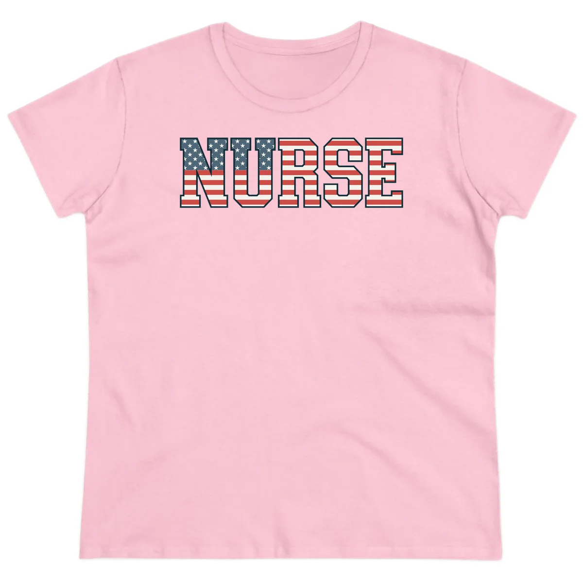 American Flag Nurse Ladies Tee in Light Pink