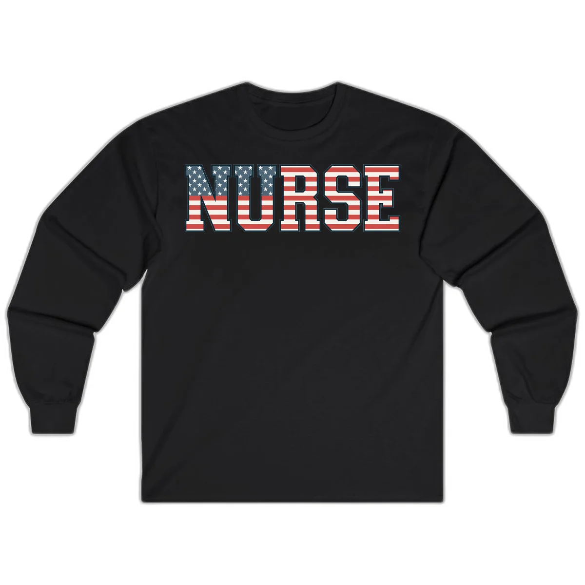 American Flag Nurse Long Sleeve in Black