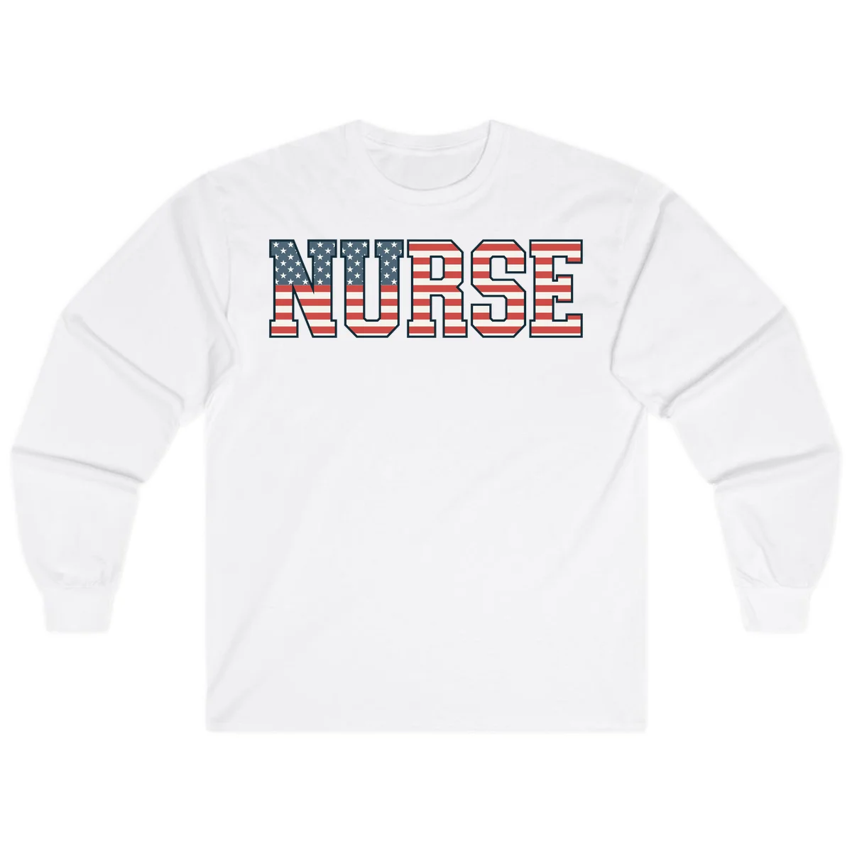 American Flag Nurse Long Sleeve in White