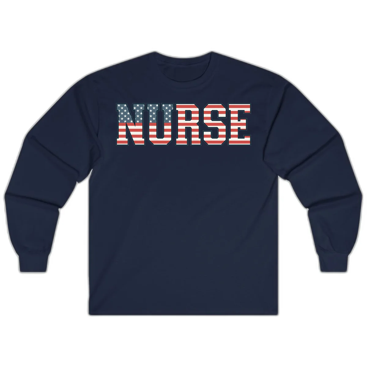 American Flag Nurse Long Sleeve in Navy