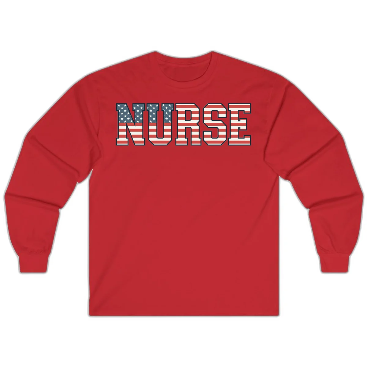 American Flag Nurse Long Sleeve in Red