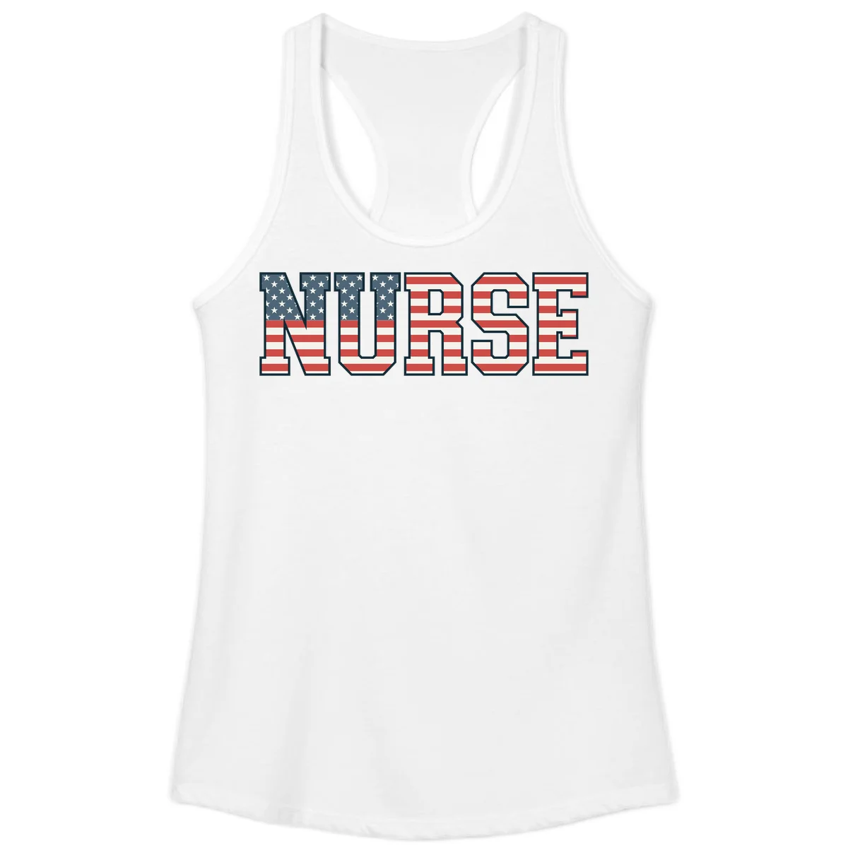 American Flag Nurse Ladies Tank in White