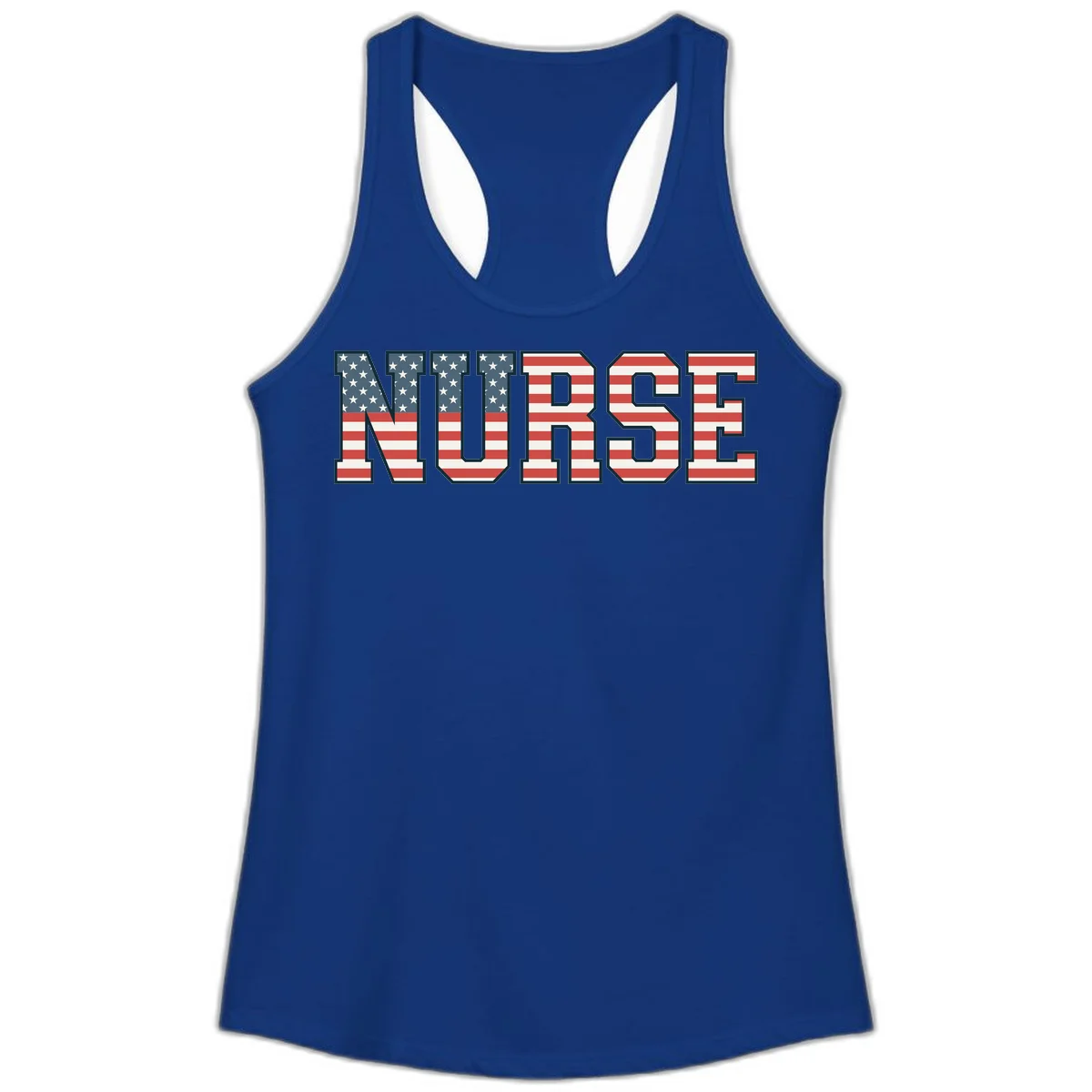 American Flag Nurse Ladies Tank in Solid Royal