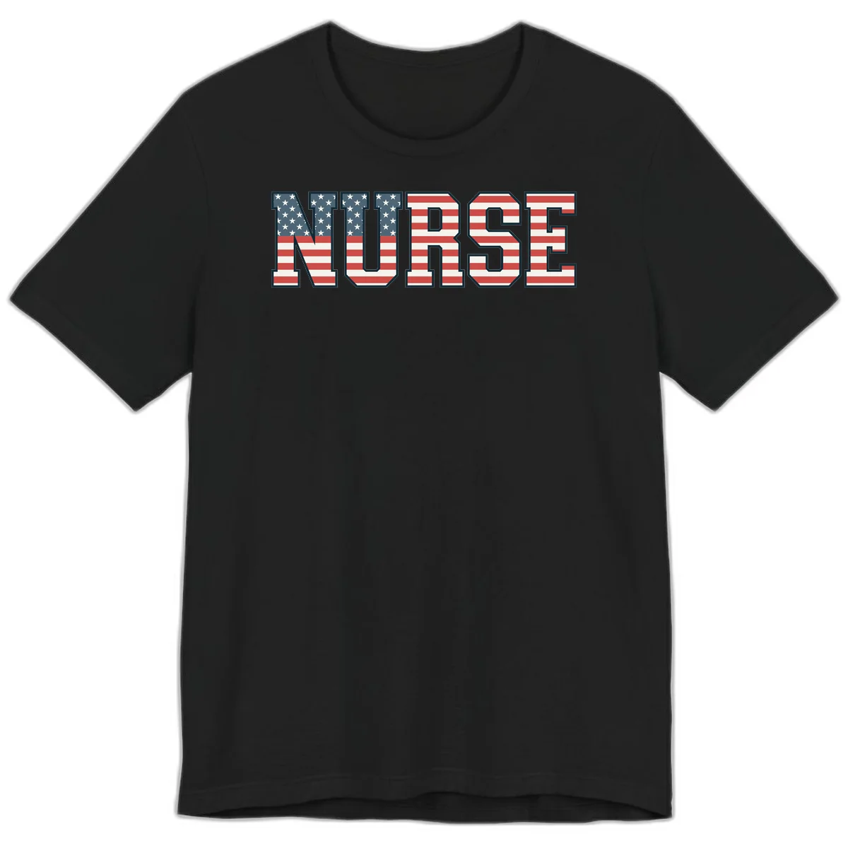 American Flag Nurse Premium T-Shirt in Black