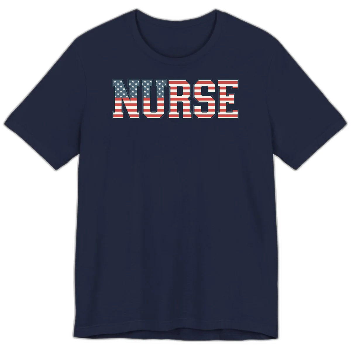 American Flag Nurse Premium T-Shirt in Navy