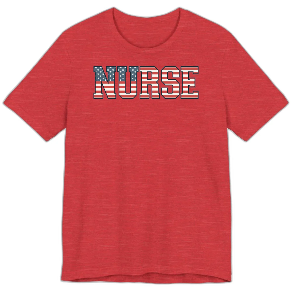 American Flag Nurse Premium T-Shirt in Heather Red