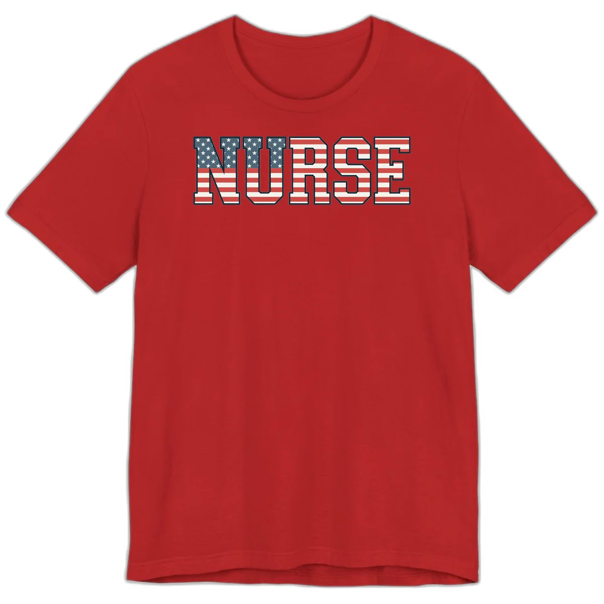 American Flag Nurse Premium T-Shirt in Red