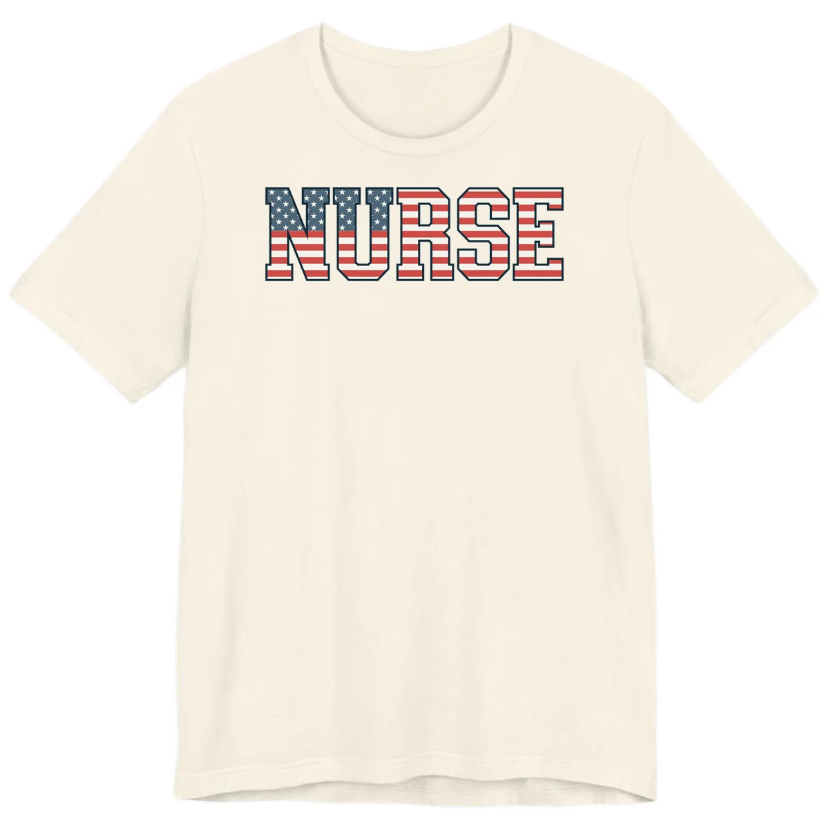 American Flag Nurse Premium T-Shirt in Natural