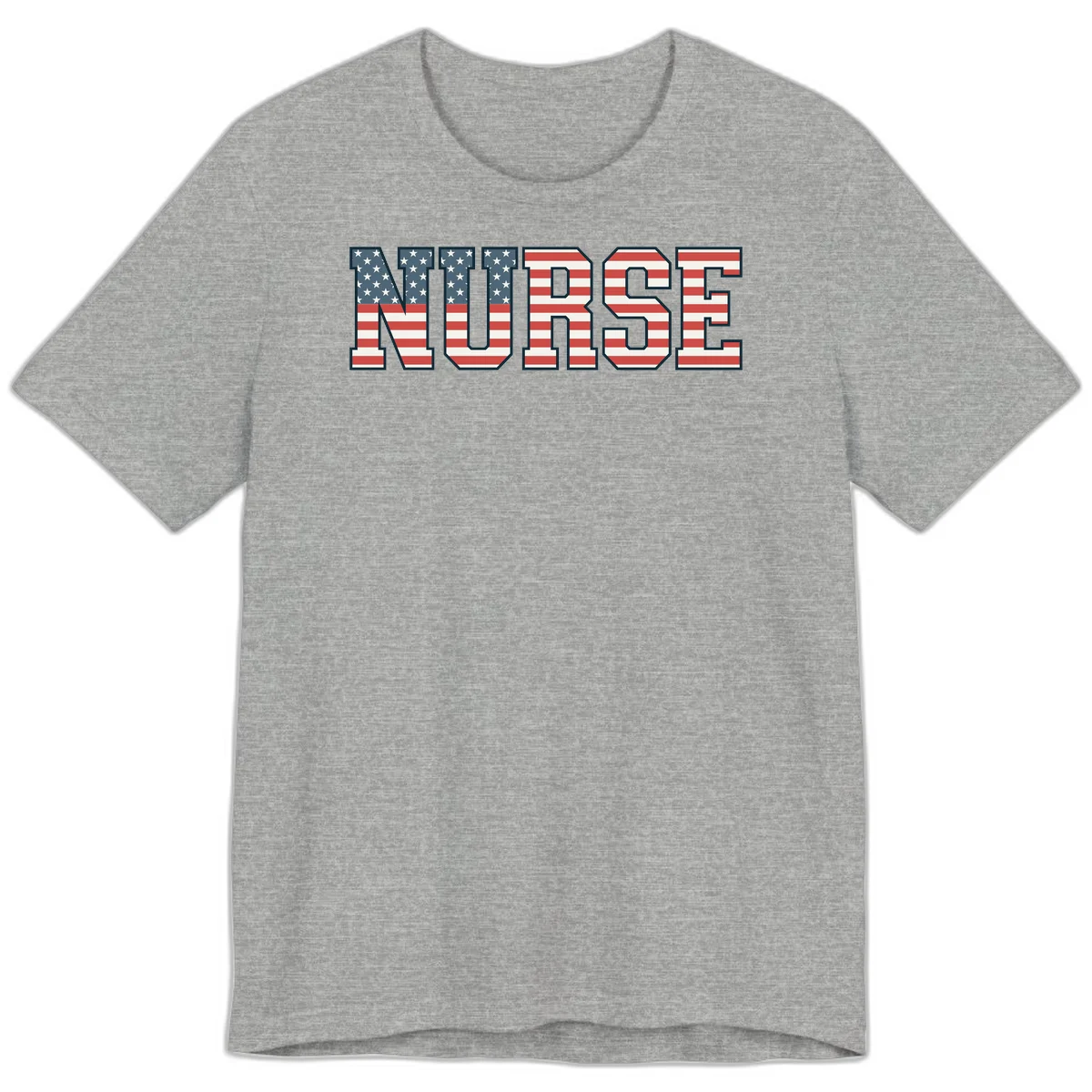 American Flag Nurse Premium T-Shirt in Athletic Heather