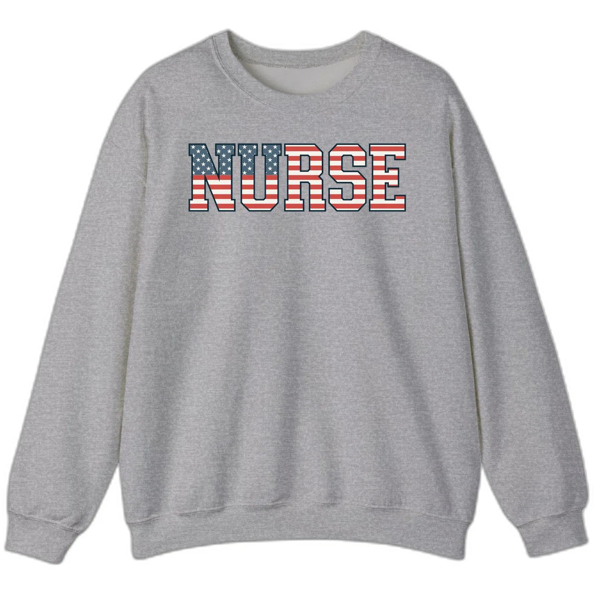 American Flag Nurse Sweatshirt in Sport Grey