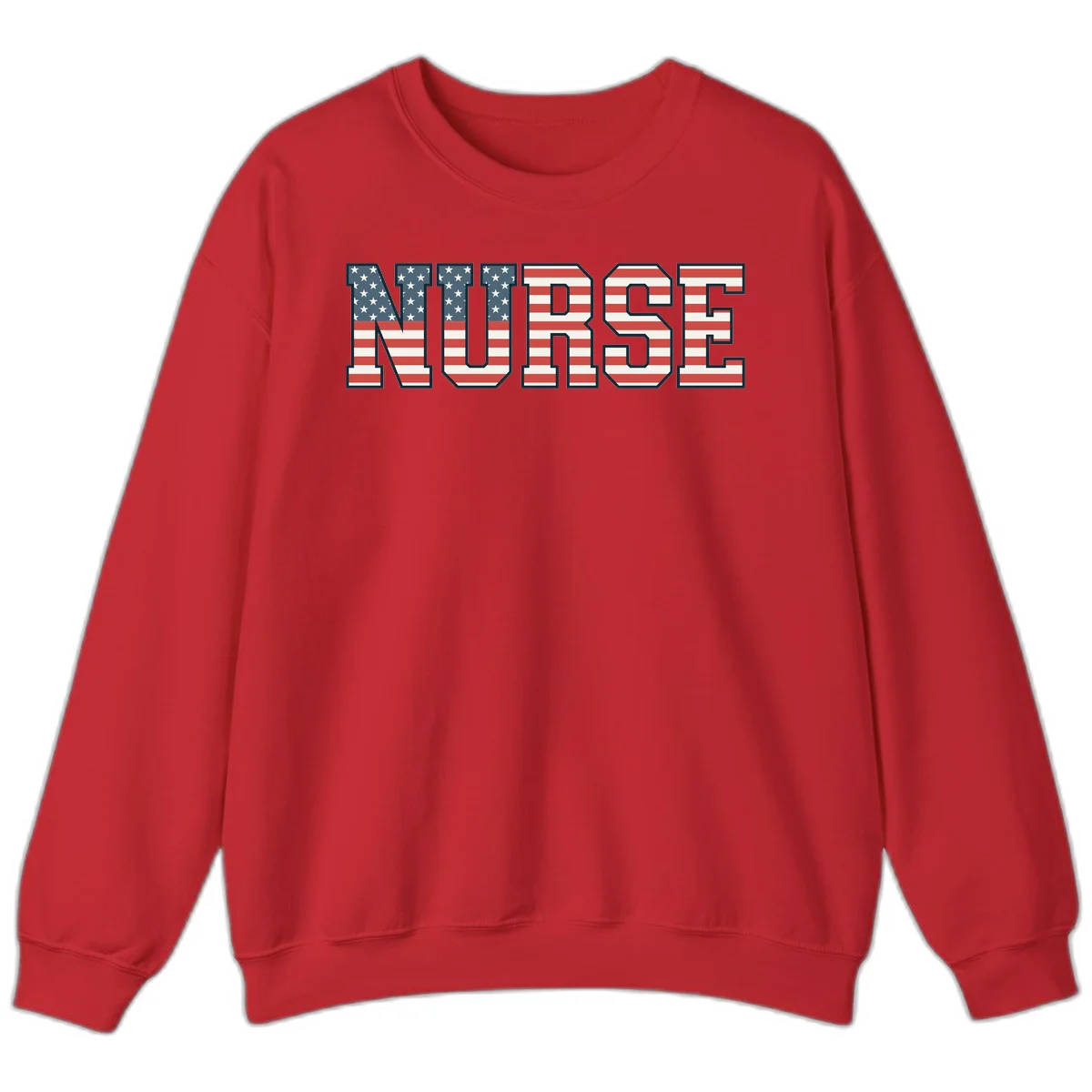American Flag Nurse Sweatshirt in Red