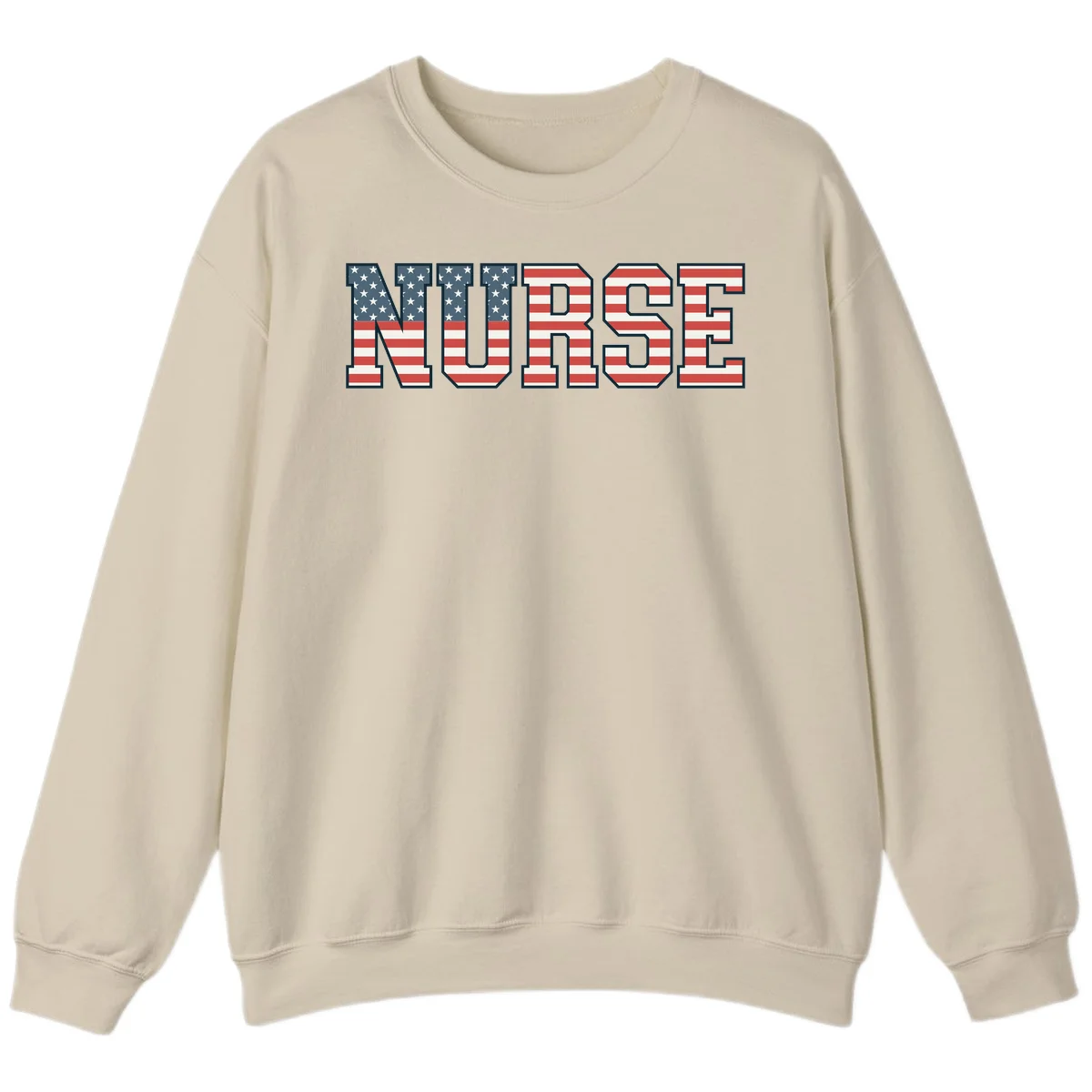 American Flag Nurse Sweatshirt in Sand