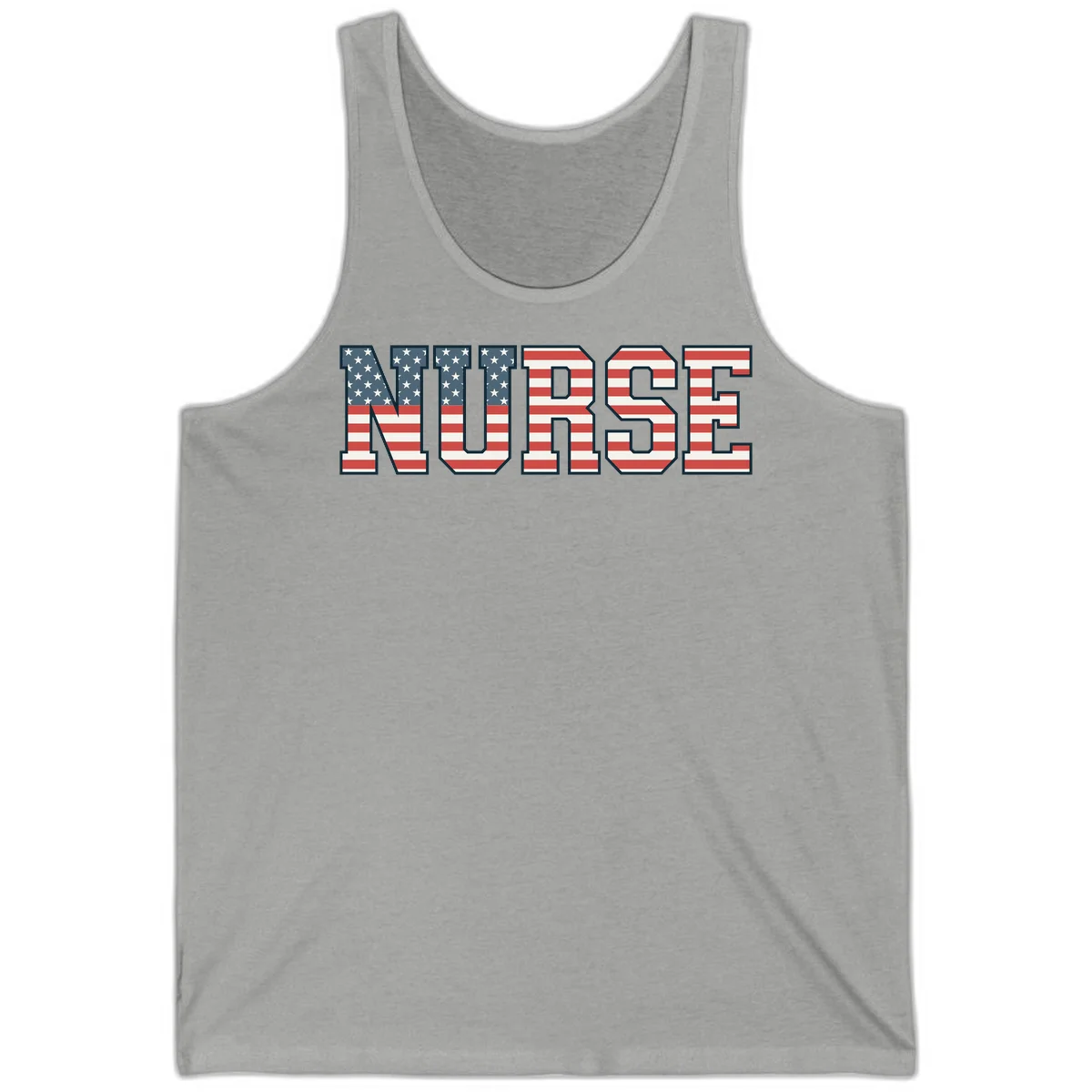American Flag Nurse Tank in Athletic Heather